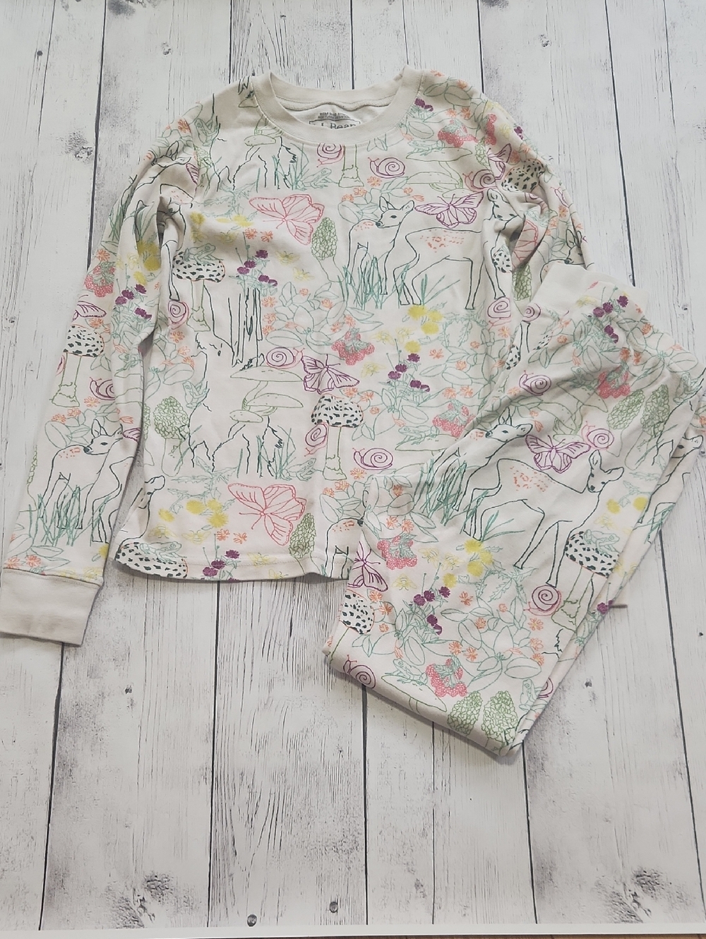 L.L. Bean Girls Size 12 Woodlands Wildlife Pajama Set